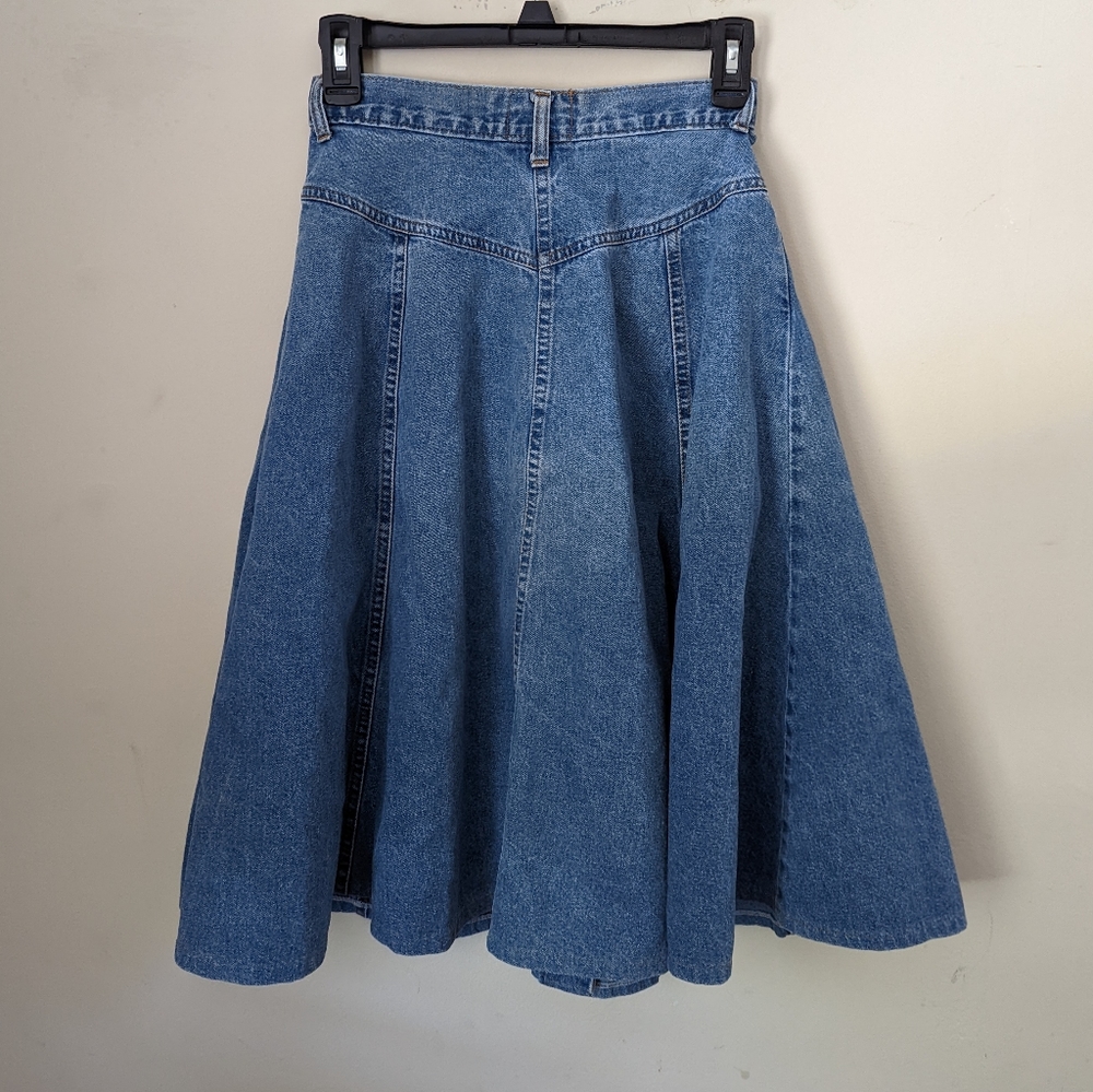A-line vintage denim skirt with pockets - Picture 4 of 4